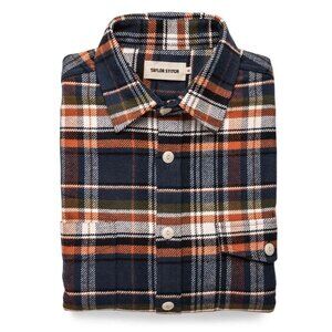 Taylor Stitch Crater in Navy Plaid Button Down Flannel Shirt Size 40 Medium